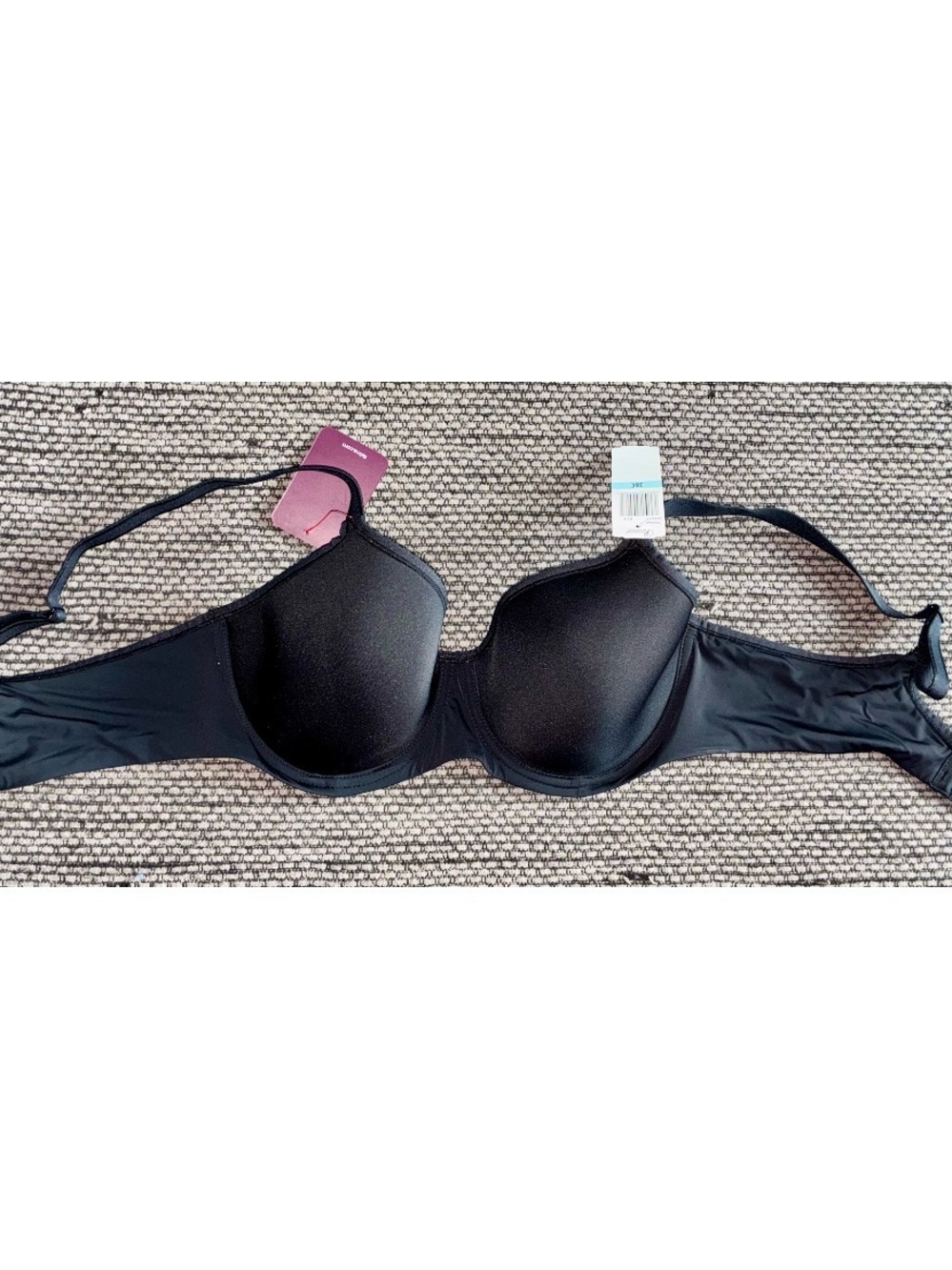 NWT $48 Paramour by Felina Topaz Contour Bra, Black, SZ 38C